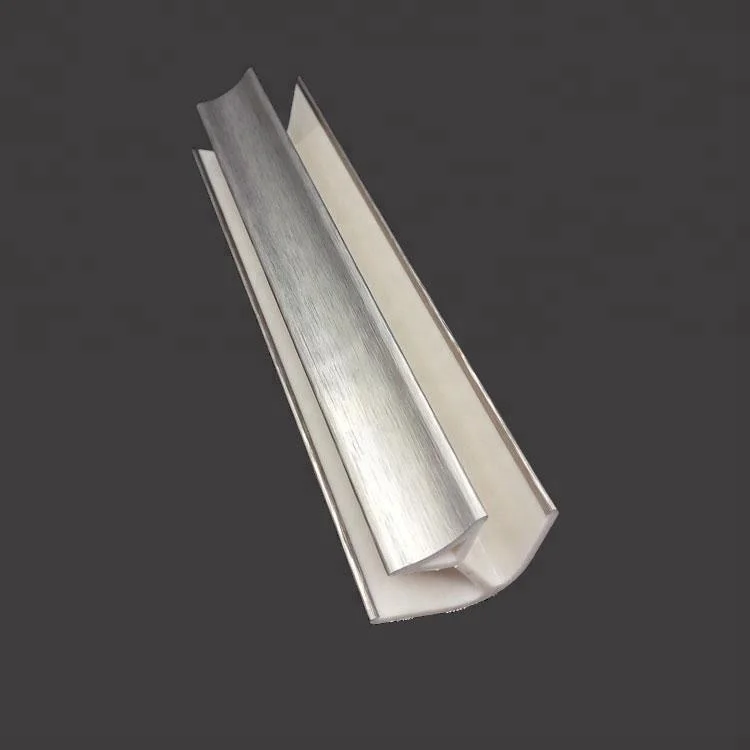 aluminum brushed plastic corner with foiled two sides for pvc skirting