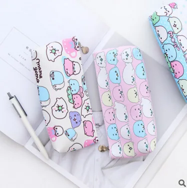 
customized accept cute pu leather students pencil case from yiwu factory 