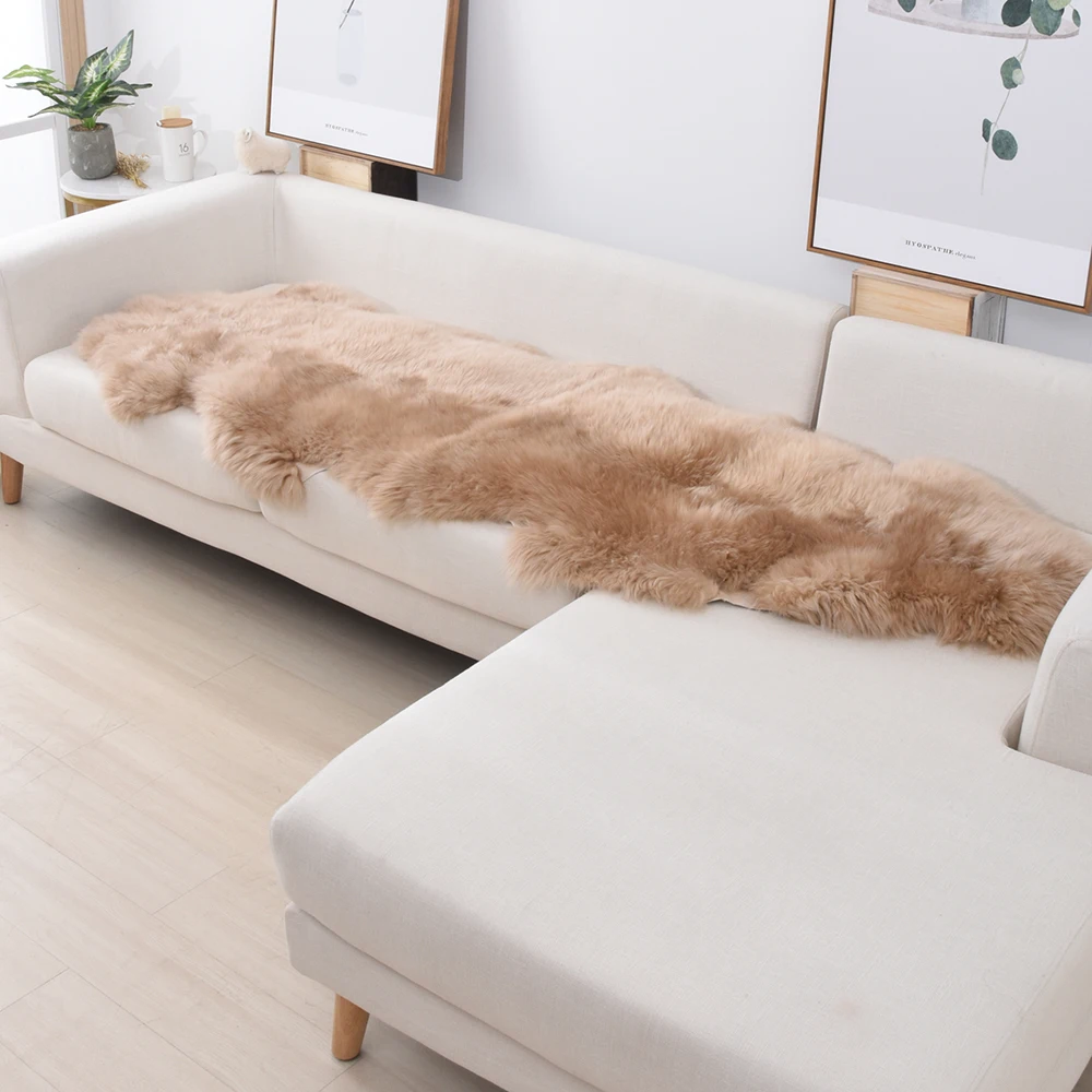 Double Pelt Genuine Dyed Natural Fur Shaggy Sheepskin Area Carpet Rug for Home Decor, 80*200CM Double Pelt