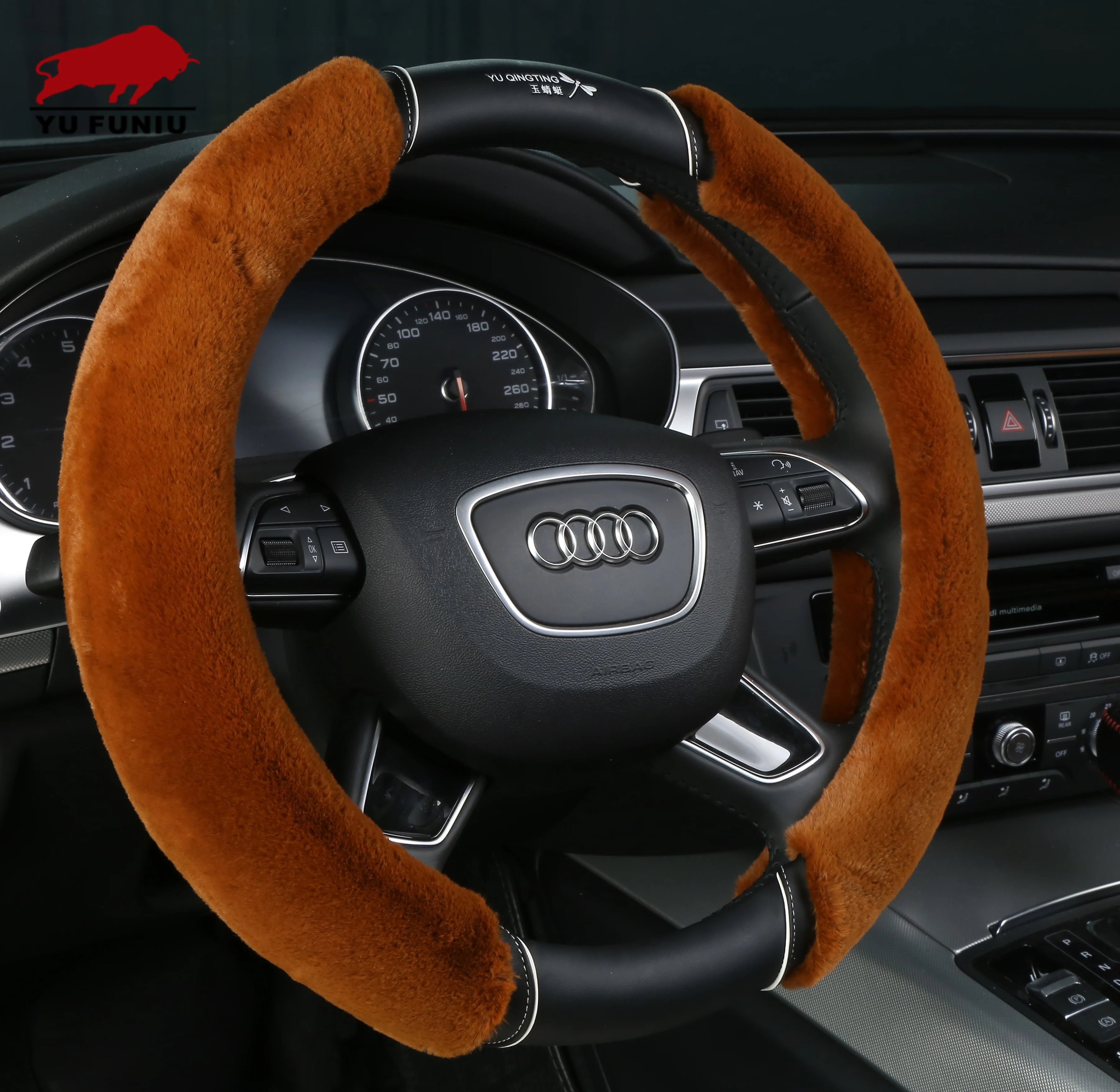Lixian  comfortable plush wool car steering wheel cover winter plush car cover auto supplies