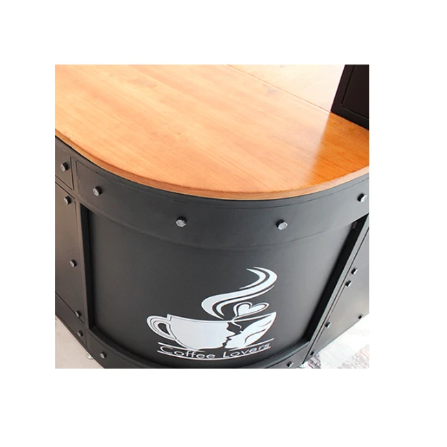 
Luxury Coffee shop reception desk front door bar table cashcounter checkout counter wooden commercial coffee bar counter table 