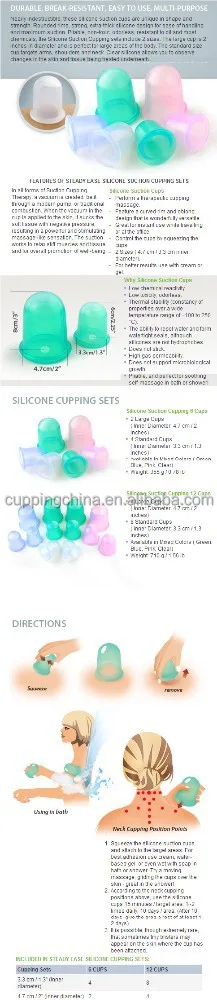 High Quality Natural Silicone Suction Vacuum Massage Cupping Set 12 Cups for Body Cupping Cups