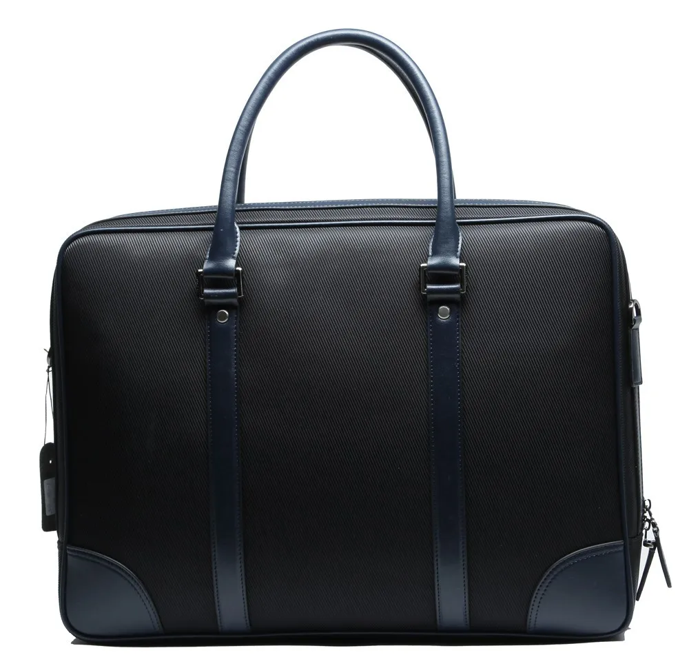 Classic designer microfiber nylon leather waterproof briefcase computer laptop bag for males