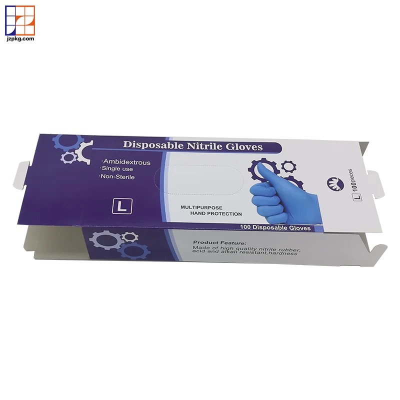 Packaging boxes for disposable gloves with diecut hole on top