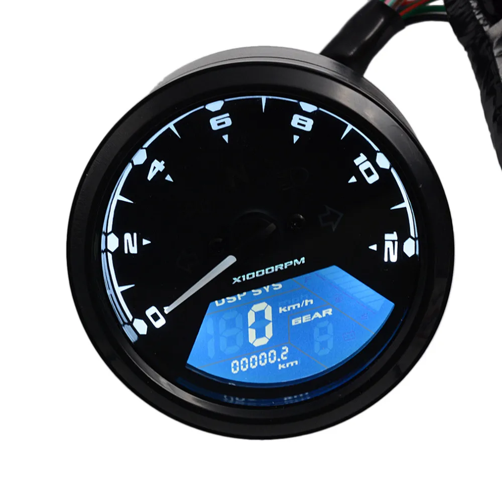 12000 RMP kmh/mph Universal LCD Digital Odometer Speedometer Tachometer Gear indicator Motorcycle Scooter Golf Carts ATV