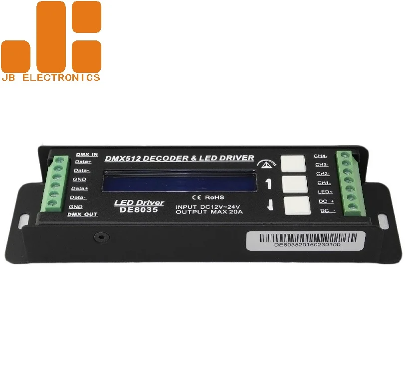 5Ax4CH RGBW DC12-24V LCD Screen Display 256 Level Dimming DMX512 Decoder DE8035