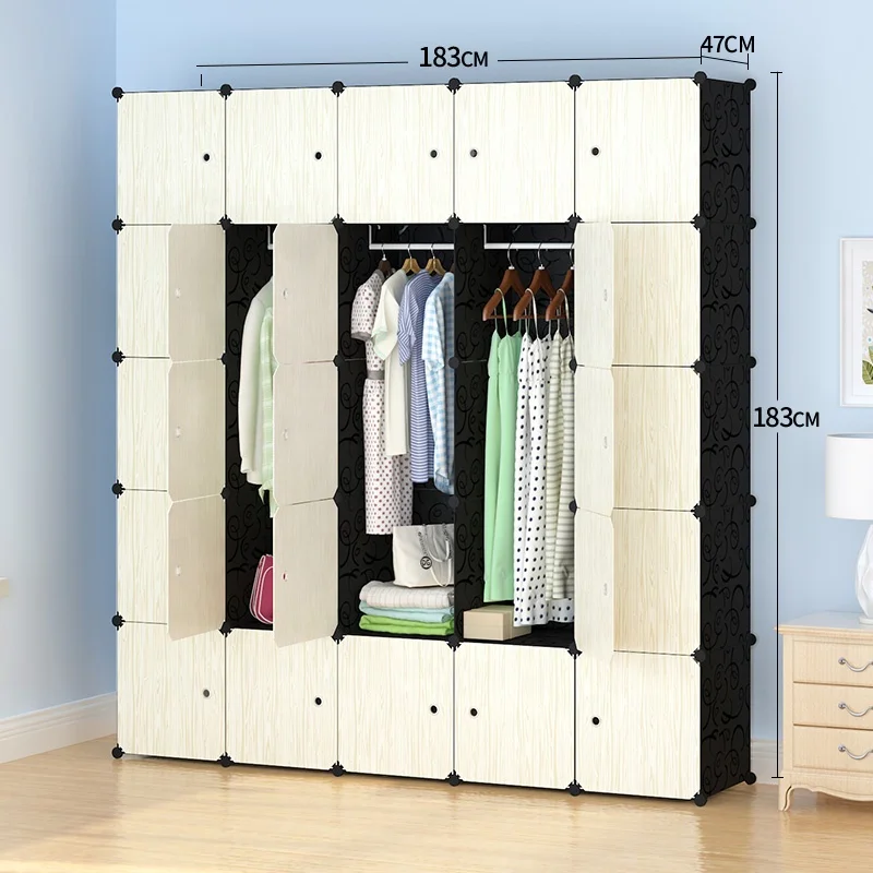 Assemble portable cube closet kids plastic wardrobe