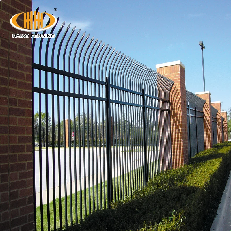 Best Quality cheap press formed spear black coated corten outdoor backyard steel picket metal fencing panel designs