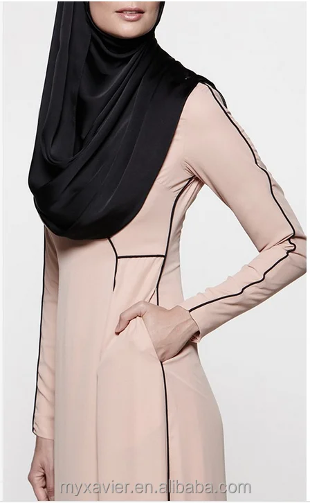Abaya egypt with neat piped trims run along the sleeves kaftan abaya burqa fashion design