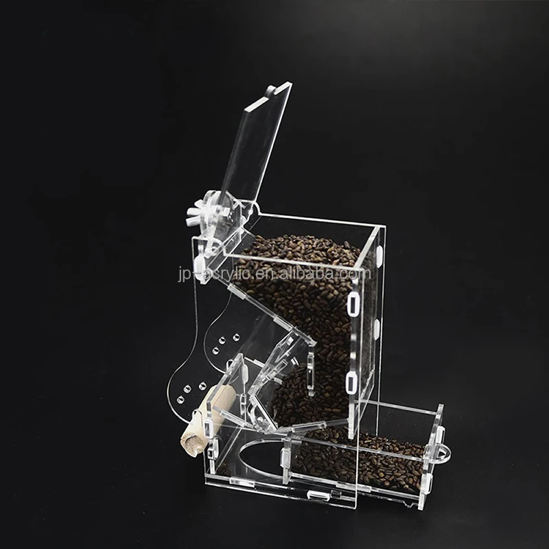 
Clear Acrylic No Mess Parrot Integrated Auto Pet Feeder with Perch 
