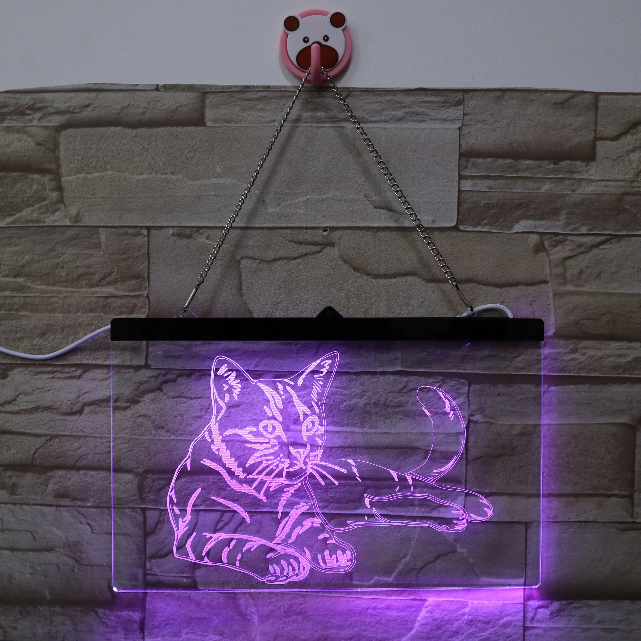 
Customized Hanging 3D Sign Lamp Signboard Light LED Light Cat 3D Illusion Lamp for Hotels Bars 