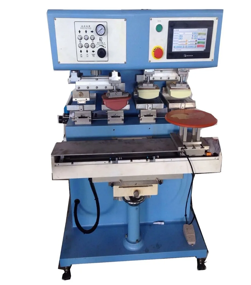 4-color large printing area cliche pad printing machine with PLC independent printing pads