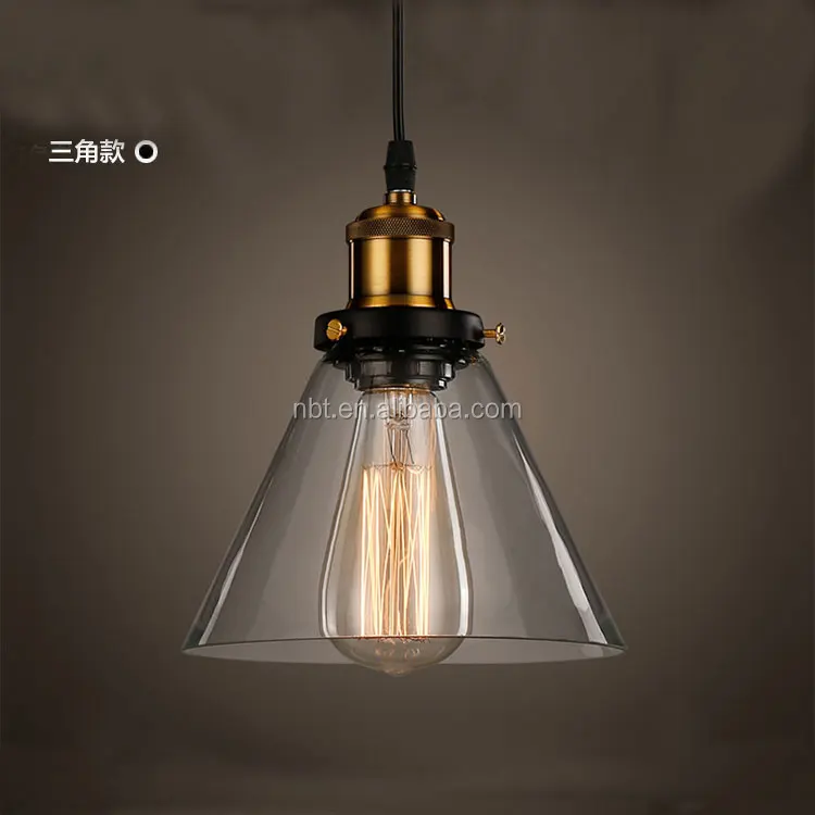American Country Pendant Light Antique Industrial Lamps Glass Lampshade Edison Bulb Hotel Pendant Lamp
