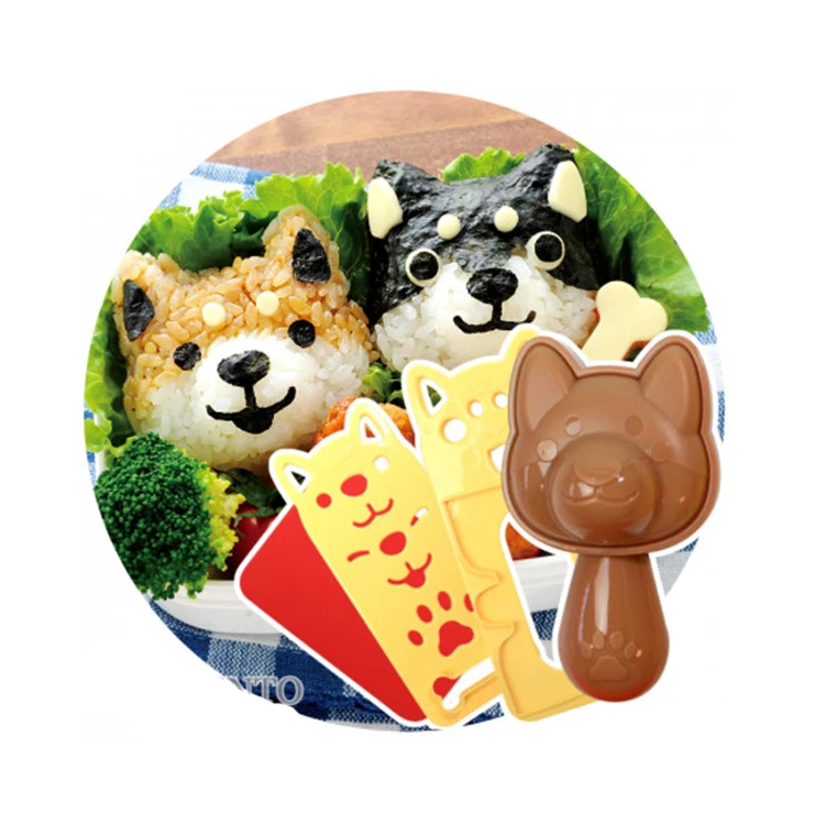 
Bento Rice Onigiri Mold Shaper and Nori Seaweed Cutter Set - CUTE DOG PUPPY 