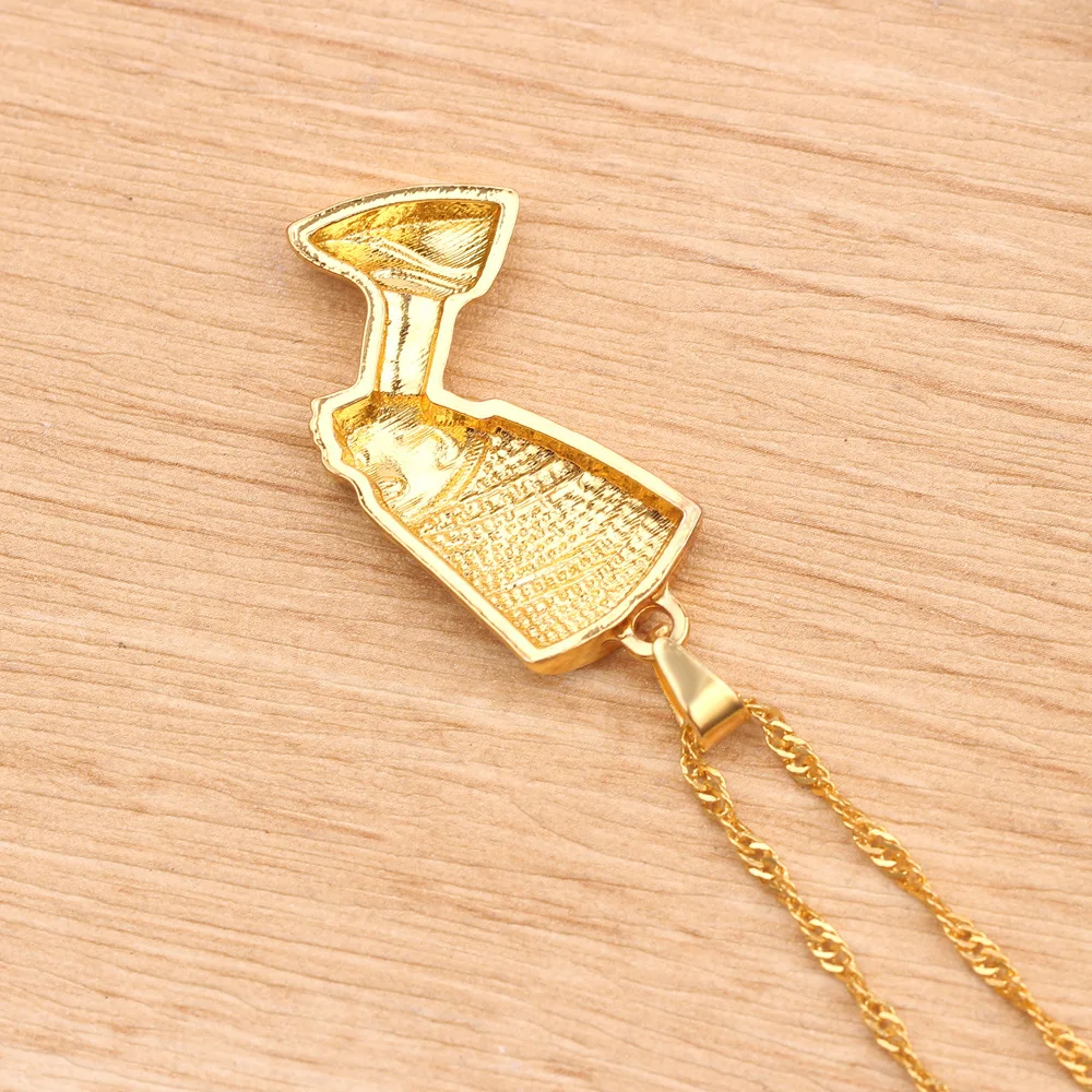 Wholesale Jewelry African Gift Men Gold Plated Color Necklace Egyptian Queen Pendant Nefertiti Necklace for Women