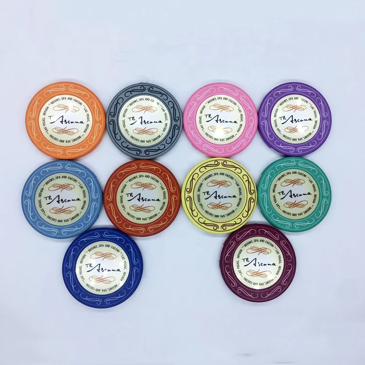 10G  ceramic poker chip with grooved stickers inlay