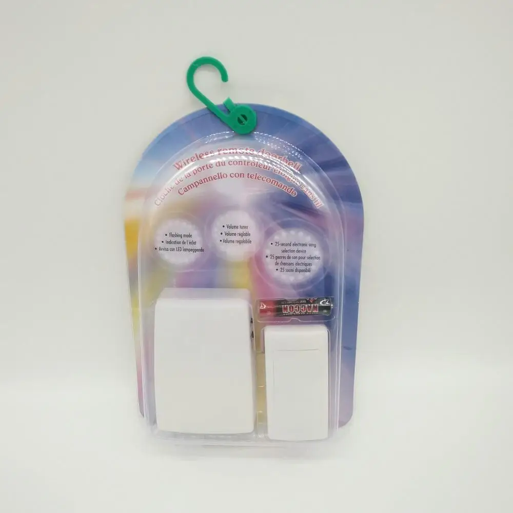 Беспроводной дверной звонок со светящимися приемник 30-50M расстояние дисстанции на батарейках дверной звонок идеальный блок для глухим людям