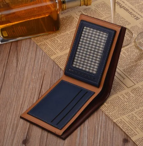 
wholesale small order stock PU men wallets mens leather slim front pocket wallet for man 