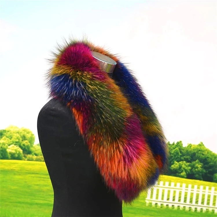 Factory price high quality Real Raccoon Fur Trim for jacket hood Detachable Raccoon Fur Collars