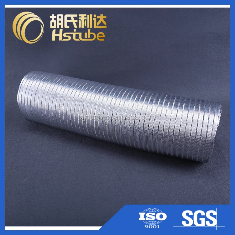 Semi-rigid aluminum flexible hose for ventilation and HVAC system