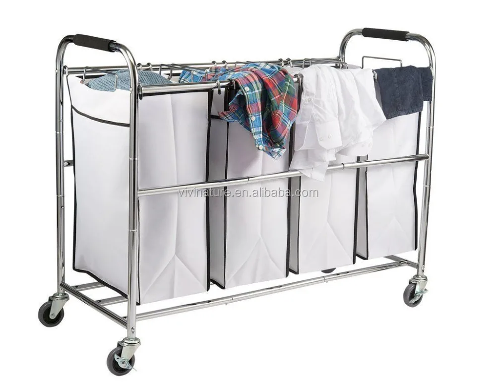 Heavy Duty Laundry Sorter Bag with Wheels  Laundry Storage Cart
