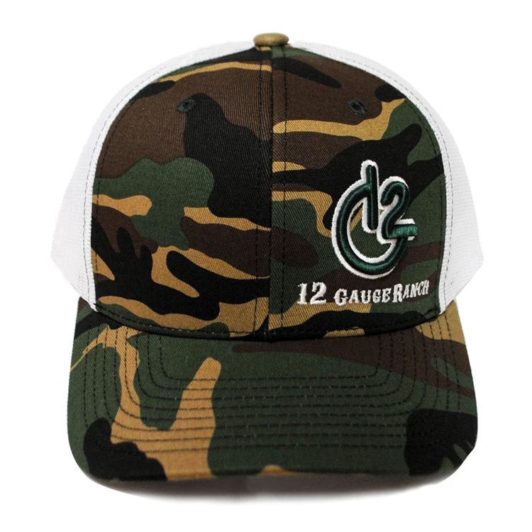 Custom Camo Baseball Cap Trucker Mesh Blank Curved Visor Hat , Custom Made Trucker Hats