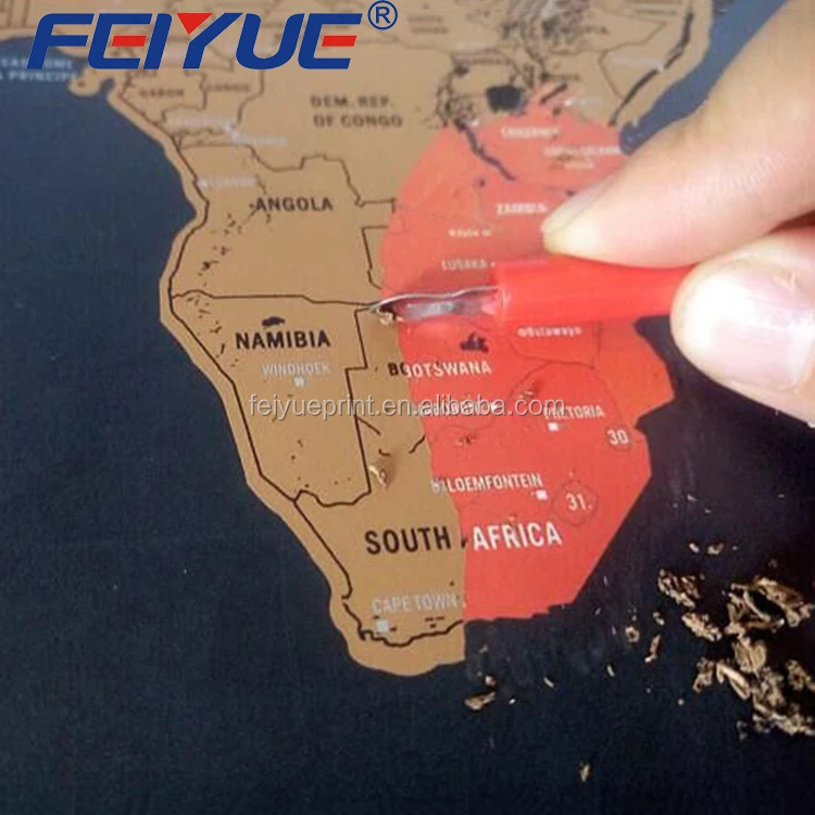 Manufacturer supply Black scratch world map