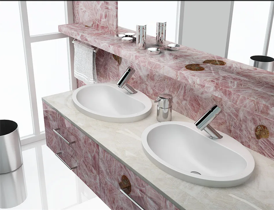 
gorgeous pink crystal quartz countertop vanity top table top 