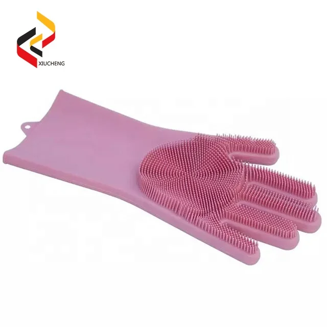 Korea magic kitchen silicone sponge brush glove bristled dish washing glove