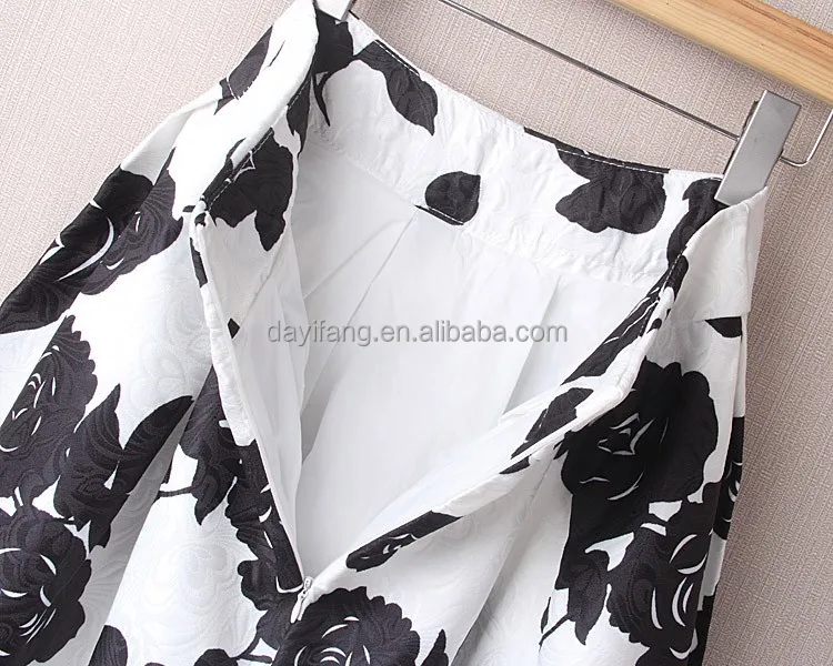 A line midi skirt women pleated high waist lady skirt vintage floral print casual 2016 summer fashion ball gown skirt