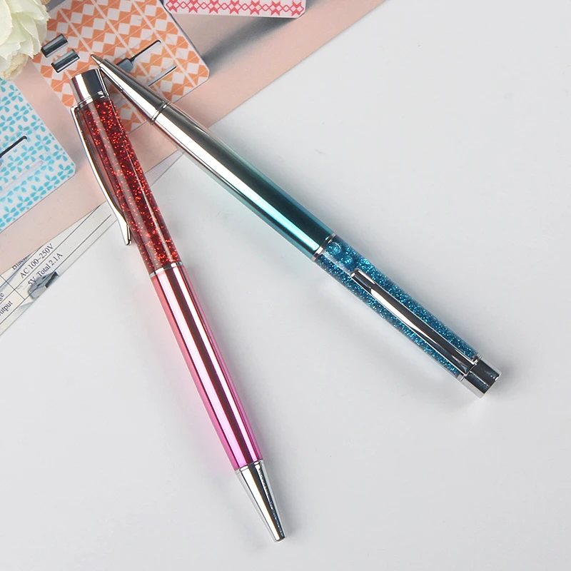 Jingda gradual change color bling glitters pen wedding gift floating ball pen