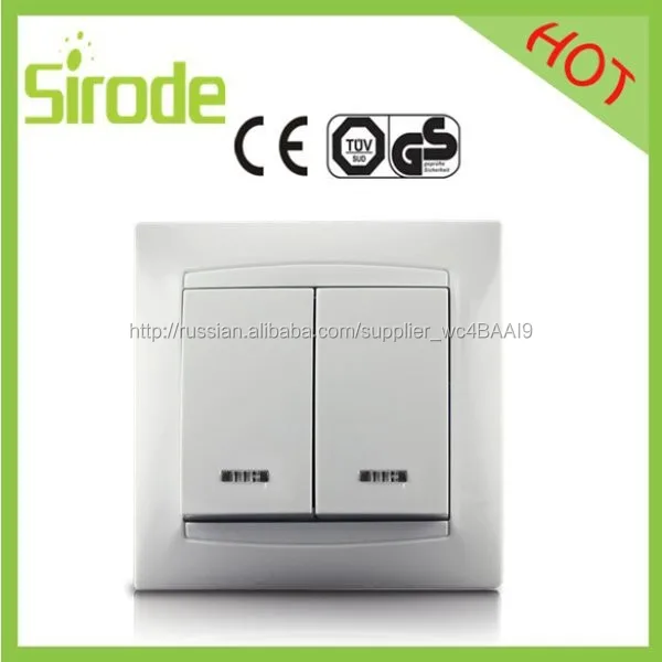 Sirode европейский стандарт 2 банды 1 разъём(ов) настенный выключатель с из светодиодов #9206 - 02N #