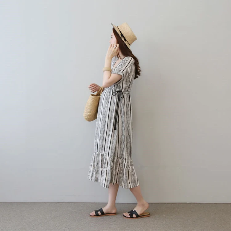2019 Fashion Summer Stripe Short Sleeve Maternity Dress