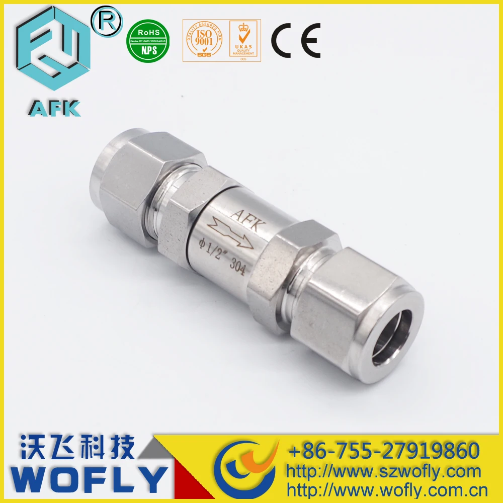 wolfy AFK OD Compression Connection Air Compressor Gas Check Valve Stainless Steel 3/8