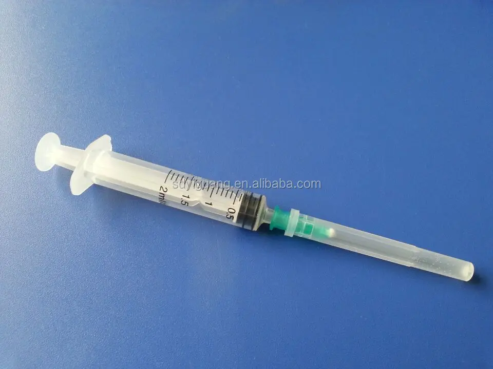 2ml disposable plastic syringe with needle