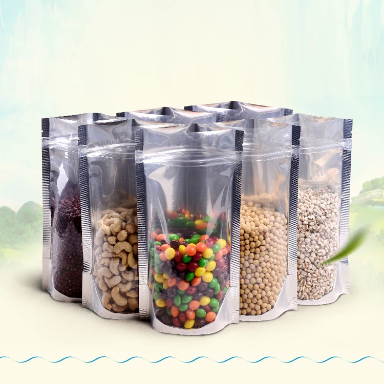 Hot Transparent Coffee Stand Up Zipper Mylar Packaging Bags, Resealable Aluminum Foil OPP Food Custom Plastic Pouch Zip lock Bag