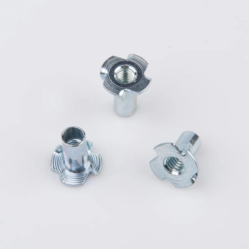 Whosale Free Sample Zinc Plated Carbon Steel Wood Insert Four Claw T Nut