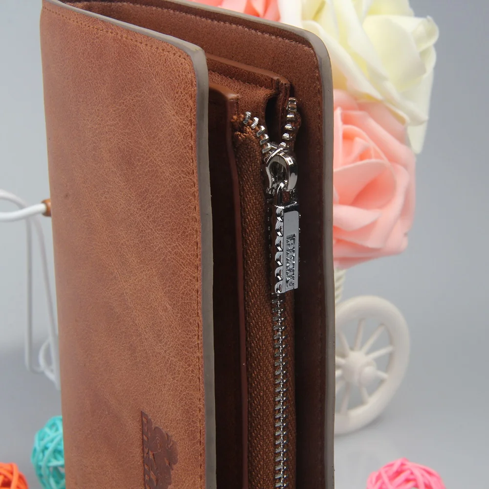 Vintage Genuine Leather RFID Blocking Long Wallets Bifold Wallet For Men