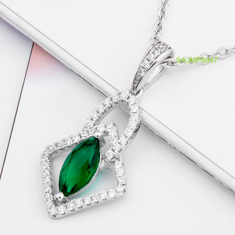 Sevenajewelry Sajmp0047 Retro Marquise Gemstone 18K Rose Gold Filled Solid 925 Sterling Silver Pendants And Charms For Engraving