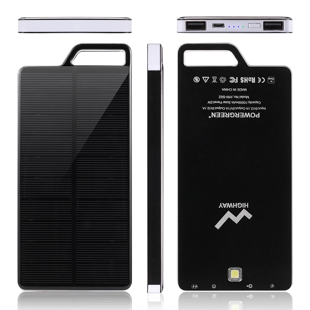 
 Прямая продажа с завода, высокопроизводительный портативный мобильный телефон OEM/ODM, тонкий солнечный внешний аккумулятор Rohs, 10000 мАч, мобильное солнечное зарядное устройство  