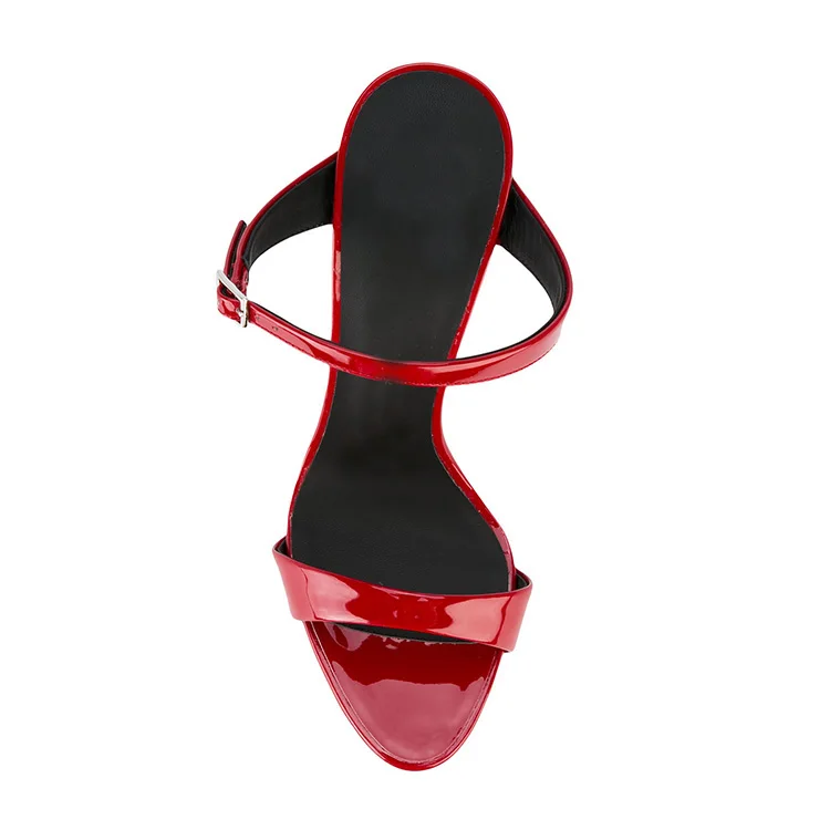 High heel leather red simple sandals for ladies and women 2018