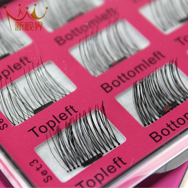 Magnetic Eyelashes Full Size Natural False Lashes Triple 3 Magnets Thin Eye Lashes No Glue Handmade 8 PCS False Eyelashes