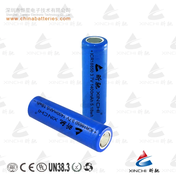 
factory Direct Deep cycle 18650 3.7V 1400mah rechargeable lithium-ion laptop battery cell 