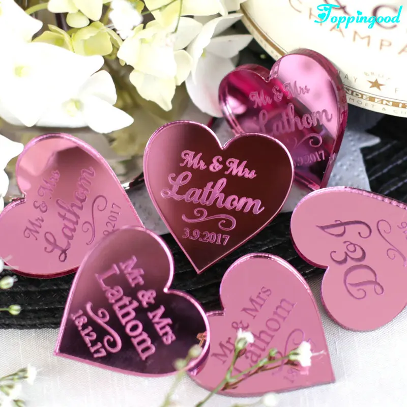 Laser Gold Acrylic Mirror Butterfly Shape Customised Wedding Tag