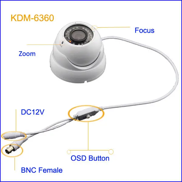 modern CCTV camera 30m IR for sony ccd camera with 4-9mm zoom lens, kadymay&color