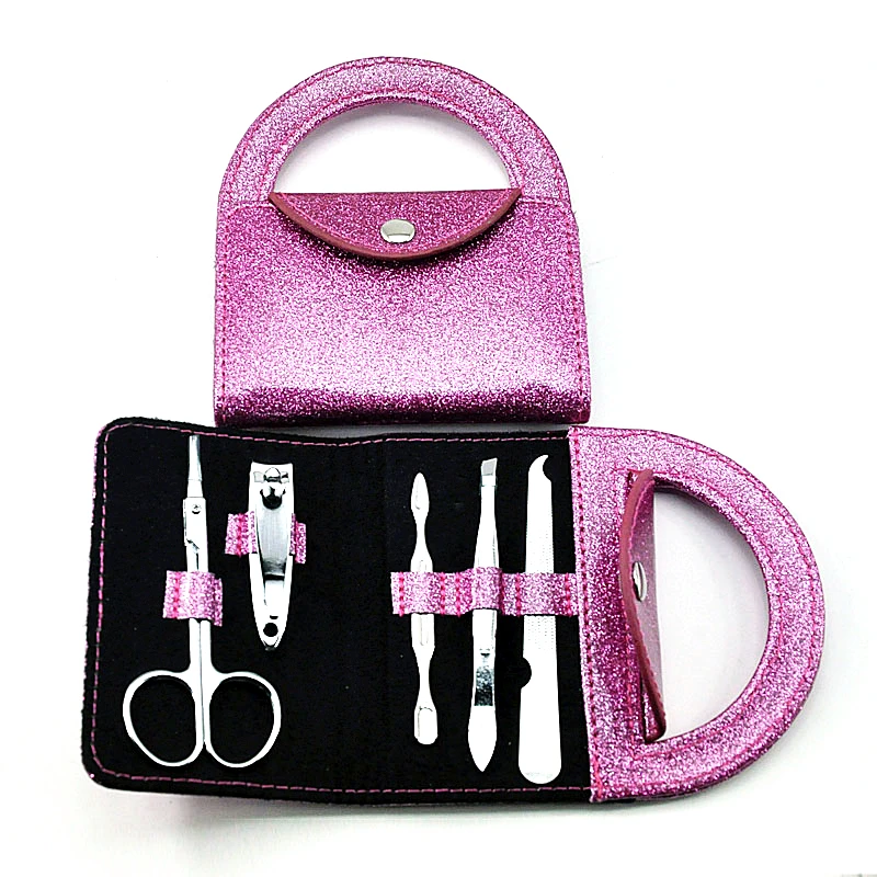 Manufacturer sliver glitter bag of grooming mini manicure pedicure set travel nail care tools gift set
