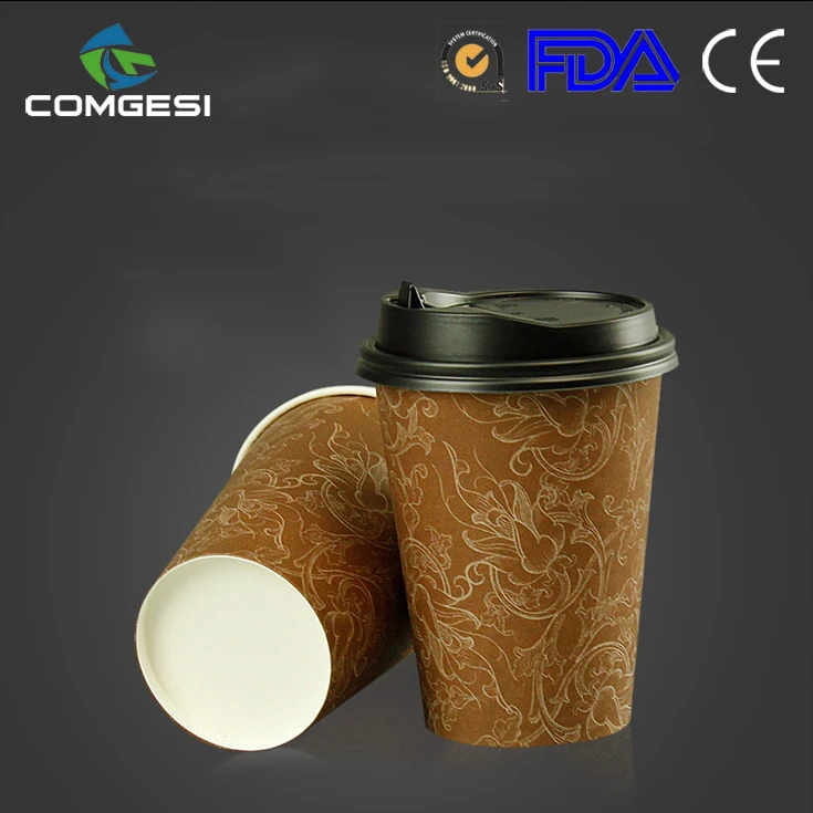 
USA Canada Factory New 8oz 12oz 16oz Ripple Double Single Wall Disposable Kraft Paper Coffee Soup Hot Paper Cup With Lid 