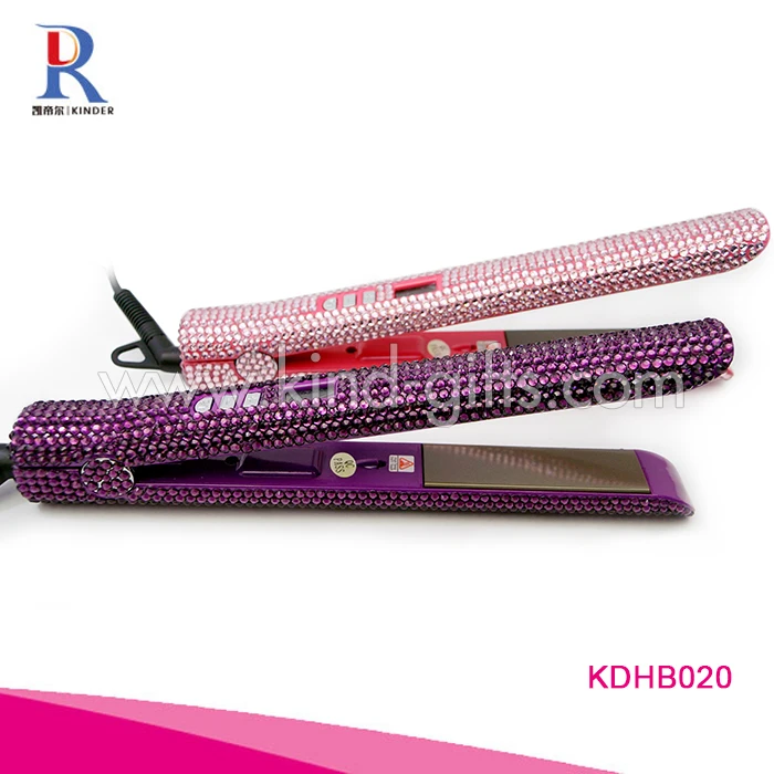 Professional Bling Gem Bead Chic Electronic Name Brand Flat Iron Hair Straightener