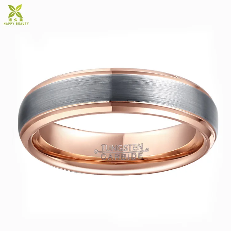Высококачественное кольцо из вольфрама с покрытием из розового золота, мужские украшения, кольцо из карбида вольфрама