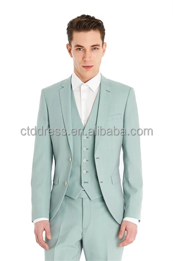 2014 Высококачественный светло-зеленый мужской модный костюм-тройка, индивидуальный костюм